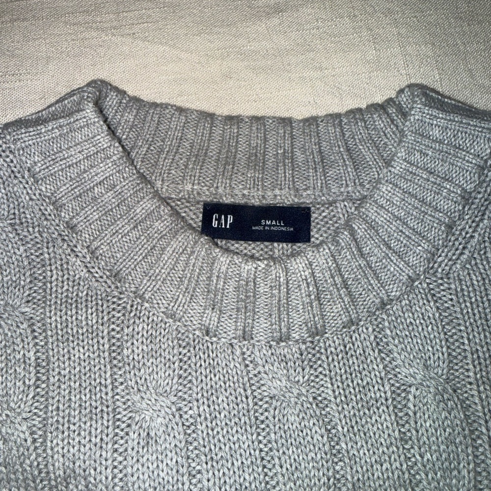 GAP Light Gray Cable Knit Pullover - image 3